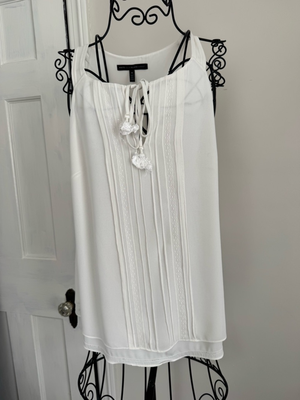 Tassled White House Black Market Ivory Blouse - WHBM